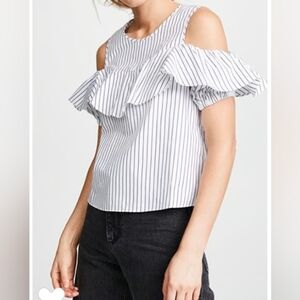 Club Monaco Striped Cold Shoulder Blouse